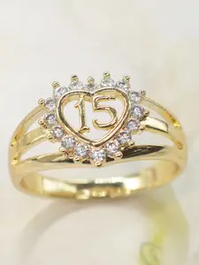 Women's Elegant Heart Design Sparkling Iced Out Zircon Inlay Ring, Heart Shaped Ring, Copper Alloy Daily Wear Jewelry Gift for Mother's Day Anniversary Birthday Graduation Valentine's Day