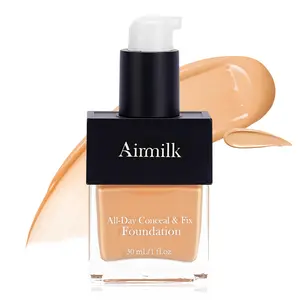 Airmilk Full Coverage Natural Liquid Foundation 30ml Vegan Cruelty-Free with Salicylic Acid for All Skin Types Sensitive Tattoo Cover