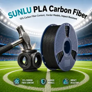 SUNLU Carbon Fiber PLA, Strong and Lightweight PLA 3D Printer Filament, PLA Filament 1.75mm Dimensional Accuracy +/- 0.02 mm, Neatly Wound 3D Printing Filament, 1KG Spool. (Black)