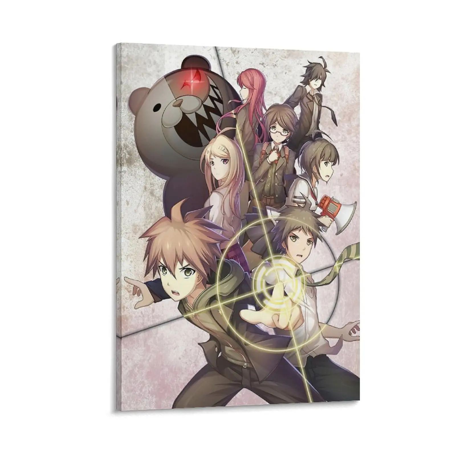 Danganronpa Monokuma Anime Artistic Canvas Painting - Customizable Character Set Wall Art with Frame, Home Decor Poster for Living Room & Bedroom, Home Supplies Hanging Gift, Decoration, Printed