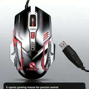 Ergonomic Wired Gaming Mouse, Caluomatt USB Optical Mouse with 4 Color Backlit, 800-3200 Dpi Adjustable for Games & Work
