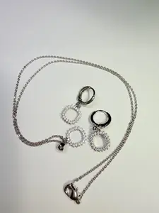 Glistening Silver-Toned Circular Halo Set