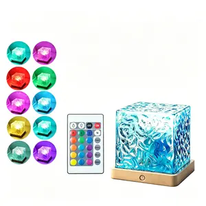 【16 Color】Ocean Wave Water Ripple USB Night Light - Touch / Remote Control, Water Ripple Light - Christmas, New Year, Valentine's Day Romantic Gift, Home, Party Decoration, Christmas Lights Outdoor