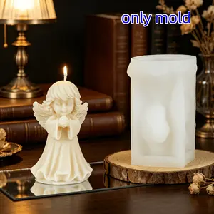 Angel Shape Candle Silicone Mold 3D Praying Cherub Figurine Mould for DIY Aromatherapy Candle DIY Handmade Soap, Plaster Statues, Resin Craft Casting Religious Gifts & Spiritual Home Ornaments
