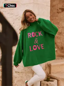 WOMEN'S GREEN TURTLENECK SWEATER, COLOR-BLOCK DESIGN, THE FIRST CHOICE FOR TRENDY AUTUMN AND WINTER MATCHING.