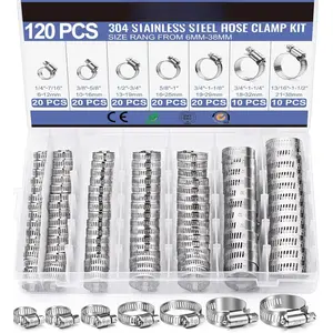Hose Clamp- Stainless Steel Hose Clamps Assortment Kit 1/4''–1-1/2'' Worm Gear Clamps for Fuel Line, Plumbing, Automotive, Mechanical Applications, Pipe, Tube, Radiator, Garden