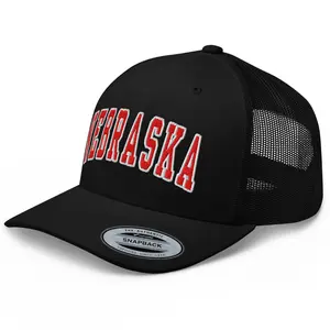 RIVEMUG NX Nebraska Embroidered Curved Bill Trucker Hat Mid Crown Adjustable Cap for Men and Women