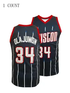 Men's #34 Basketball Jersey, Breathable Sleeveless Round Neck Vest Top with Embroidered Graphics, Suitable for Basketball, Sports Running and Workout, Breathable Athletic Top