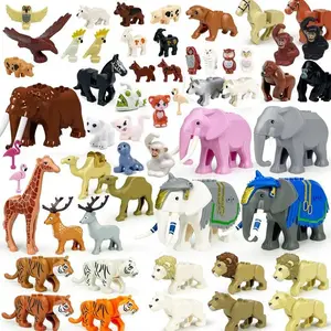 2026 new MOC Zoo Animals Building Blocks African Elephant Camel Deer Wolf Crocodile Tiger Lion Sheep Warhorse Mini Brick Kid Toy Gift S06
