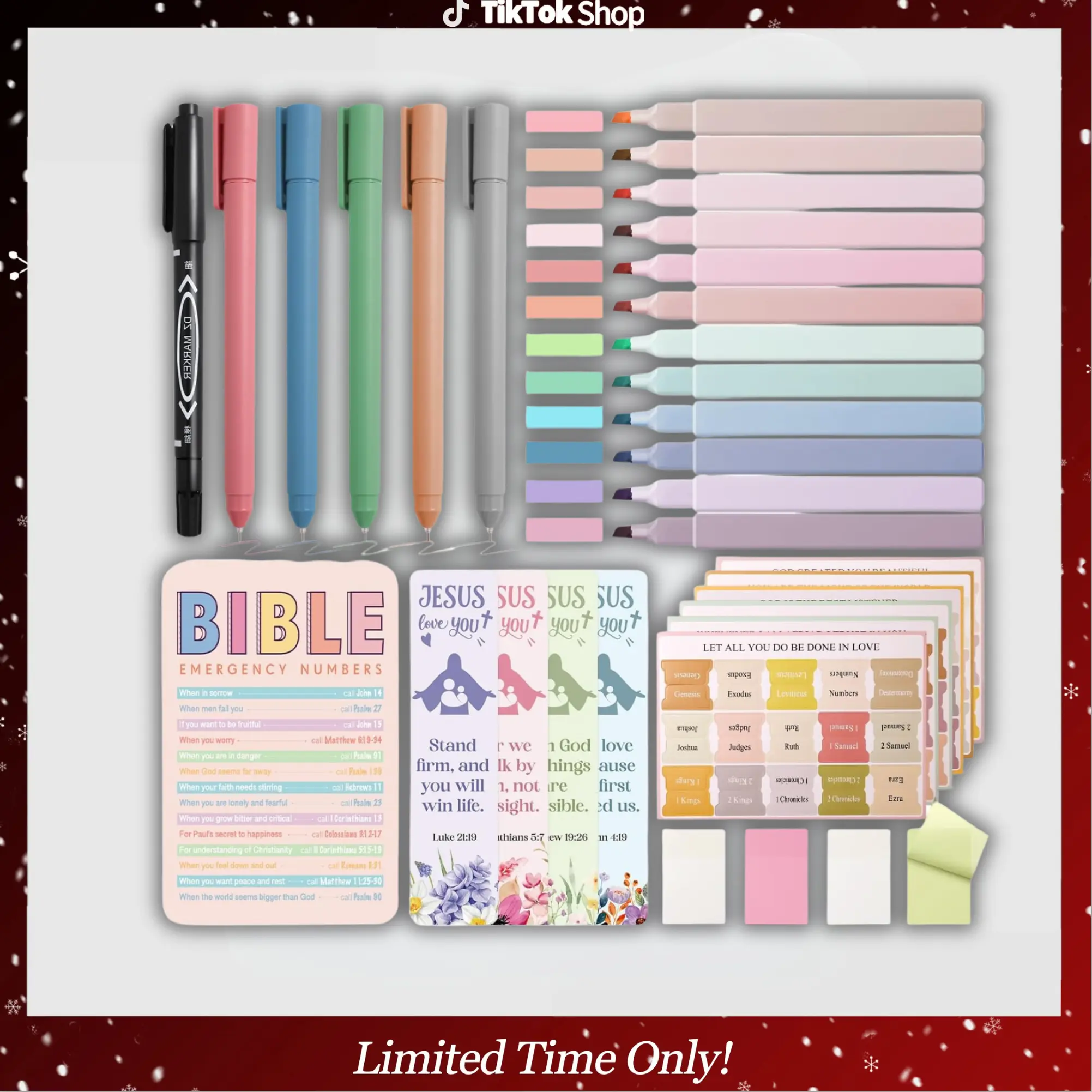 Bible Study Supplies Journaling Kit, Morandi Colored Bible Study Kit Journaling Supplies with 12 Pastel Highlighter and 90 Index Tabs Set, 5 Smooth Pens and More, Christian Gifts for Women