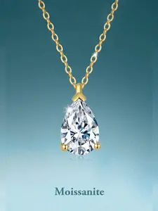 Elegant Women's Moissanite Pendant Necklace S925 Silver Color Jewelry, Ideal Gift for Birthdays Weddings Anniversaries Christmas Graduation
