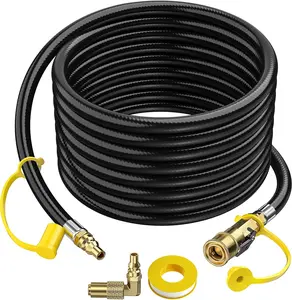 Alloxity 24FT Quick Connect RV Propane Hose with 1/4" Safety Shutoff Valve and 1/4" Male Full Flow Plug, Low Pressure Quick Disconnect Propane Hose with Elbow Adapter for 17" and 22" Blackstone Griddles