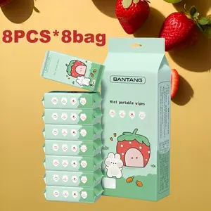 8-Pack of 64 Pure Wet Kitchen Paper Towels, Easy to Use and Carry for Cleaning Countertops, Stoves, Floors - Essential Household Cleaning Supplies at Home or Travel Wipes