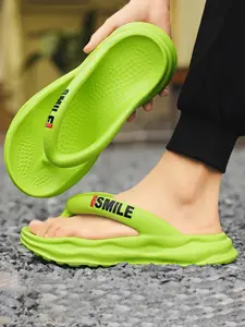 Summer Wave Thick Sole Massage Sandals, Anti-Slip Non-Fatigue, Trendy Letter Print Men's Eva Flip Flops, Indoor/outdoor/beach/shower Shoes