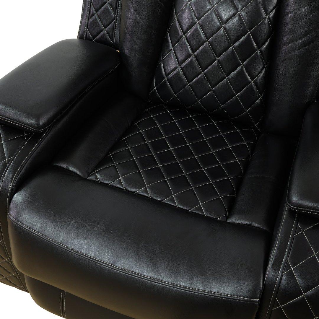 Black Breathing Leather Living Room Sectional Recliner Chair
