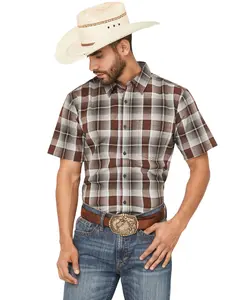 Cody James Men's Urban Rodeo Plaid Print Short Sleeve Button-Down Western Shirt - Cjfa25w81-Bn
