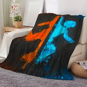 P-Portal Game Throw Ultra Soft Flannel Cooling Throw Blanket Cozy Warm Lightweight Nap Blanket, Skin-Friendly Breathable No Shedding, Summer Air Conditioner Blanket for Sofa Bed Office Chair, Perfect for Travel Camping Home Use