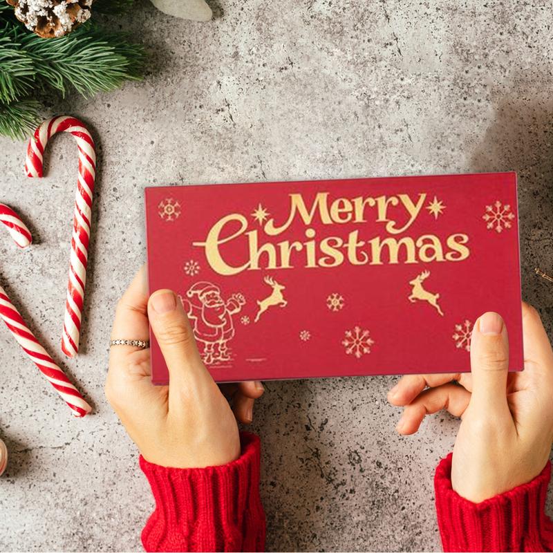 Christmas Santa Dollar Folding Red Envelopes Gold Stamping Gift Pack with Ribbon 6 Slot DIY Holiday Cash Envelopes for Party and Festive Decorations