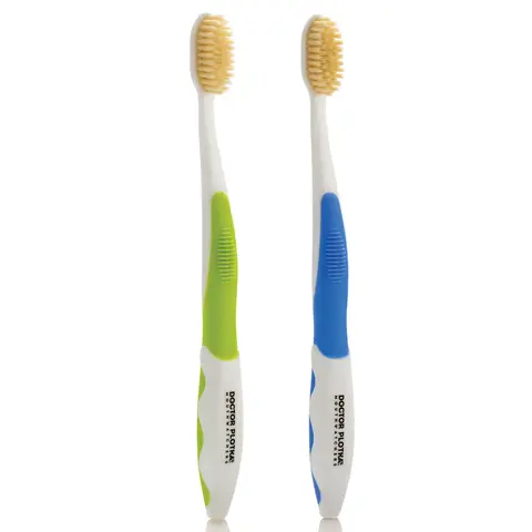 MOUTHWATCHERS Soft Flossing Manual Toothbrush, Adults, Pack of 2, Assorted, Floss-Tip Bristles for Sensitive Teeth and Gums, Soft Manual Brush, Deep Clean, BPA Free, Dr Plotka Design