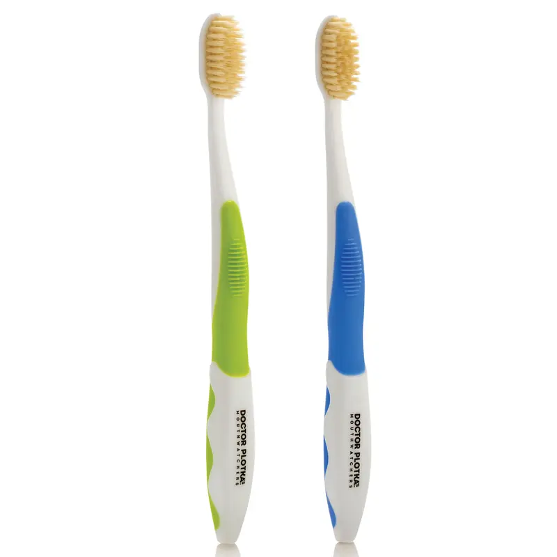 MOUTHWATCHERS Soft Flossing Manual Toothbrush, Adults, Pack of 2, Assorted, Floss-Tip Bristles for Sensitive Teeth and Gums, Soft Manual Brush, Deep Clean, BPA Free, Dr Plotka Design
