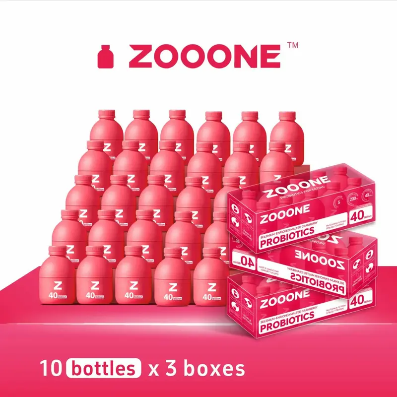 ZOOONE Women's Unflavored Powder Dietary Probiotic Supplement - 30 Bottles x 0.7oz, 40B CFU Daily Gut Balance Support, Prop 65 Safe Cranberry-Infused Adult Wellness Aid