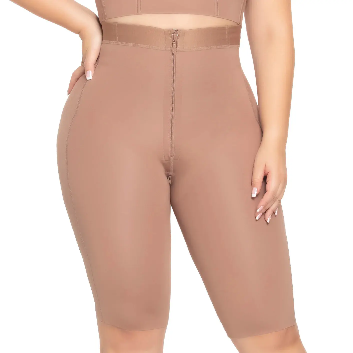 Colombian Seamless Butt Lifter Capri – Premium Collection | Strong Medium Compression with Front & Crotch Zipper
