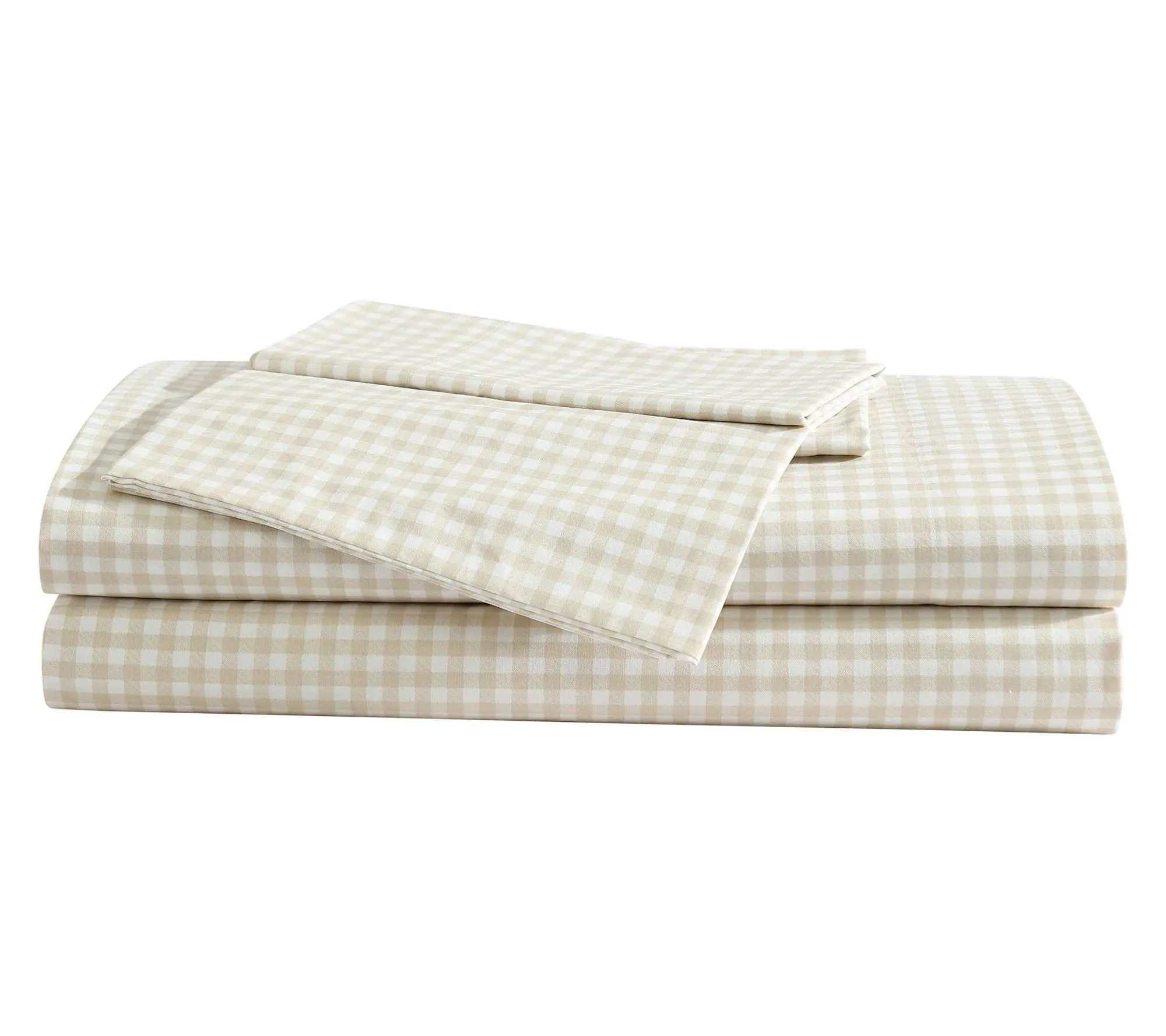 Eddie Bauer Little Gingham White-Beige Queen Sheet Set