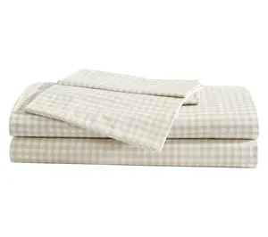 Eddie Bauer Little Gingham White-Beige Twin Sheet Set