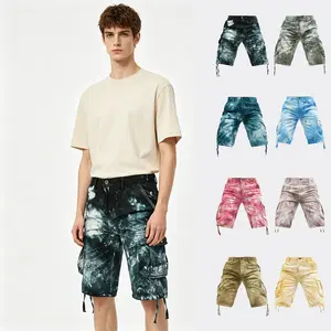 Men's Cargo Shorts Cotton Multi-Pocket Tie-Dye Streetwear Casual Style Soft Breathable Summer Bermuda Shorts for Daily Leisure, Outdoor Hangouts, Urban Cool Street,Gift for Husband