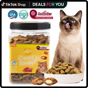 GNAWLERS Prebiotics Treats for Cats, 4-IN-1 Cat Chewables Support Immune, Skin & Coat, Digestion & Gut Health with Omega-3, Multivitamin Supplement for All Ages & Breeds-Cat Treats - Crunchy Treats#Summervibes #petlovers