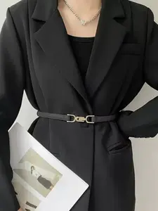 Fashionable Skinny Belt PU Leather Alloy Buckle Custom Brand Design Thin Skinny Faux Leather Belt For Jeans Dress Women's blazer accessories, adjustable design