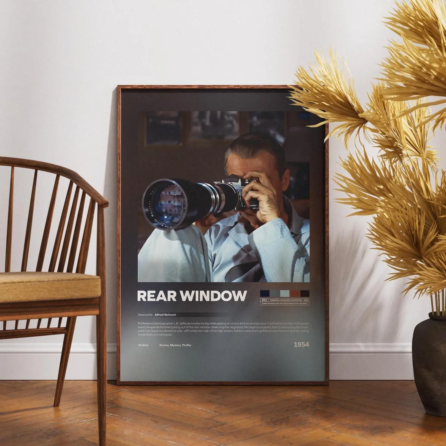 Rear Window Poster, Retro Movie, Vintage Film, James Stewart, Grace Kelly