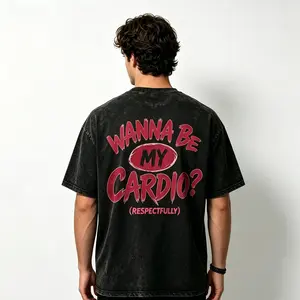 Wanna Be My Cardio Respectfully T Shirt | 180g Regular Slim Fit & 230g Heavyweight Wash Cotton Oversized Graphic Tee | Perfect Funny Boyfriend Birthday Gift Vintage Boxy Retro Charcoal Streetwear Tops Men Unisex Clothes,Fashion Men Clothes
