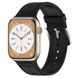 Adjustable Loop Silicone Watch Band, Upgraded Modified Wrist Strap, Soft Comfortable Accessory Compatible with All Apple Watch Series for Daily Casual Use (Strap Only)