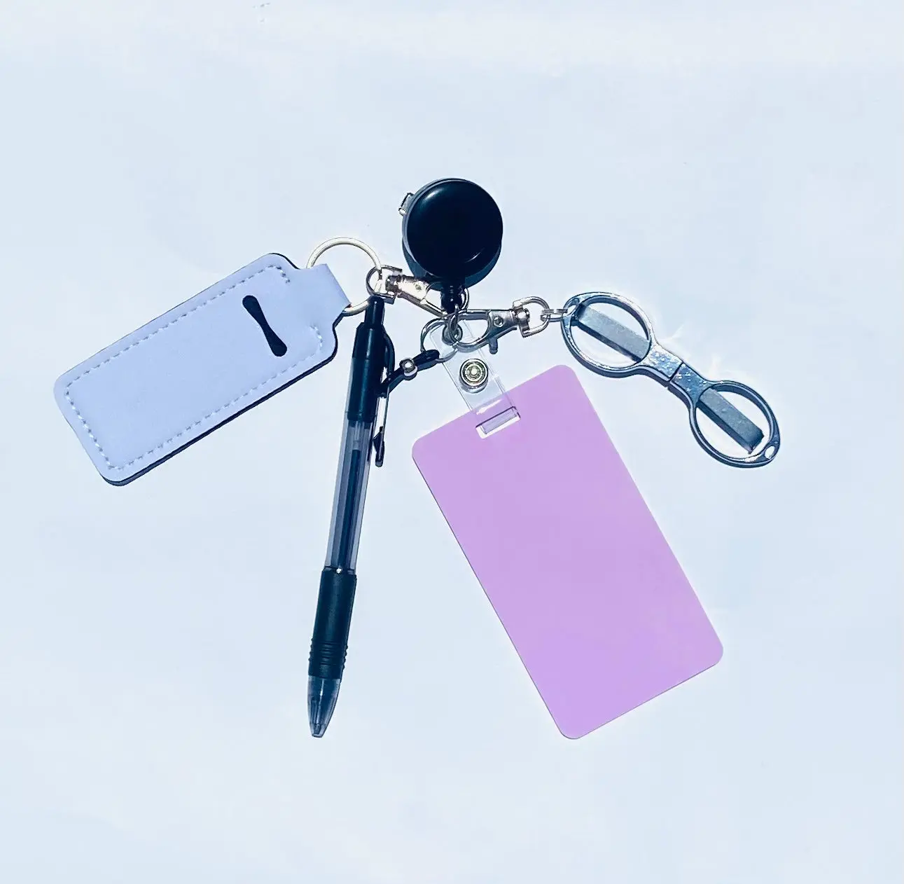 Complete Set Vertical BADGE NOTE® with Scissors, Pen, Chapstick Holder, Badge Reel