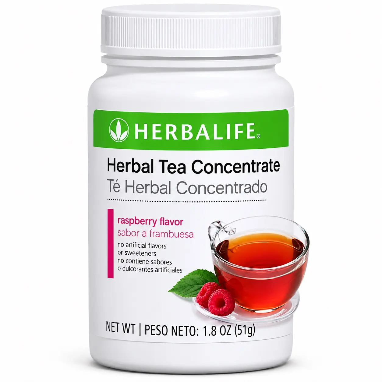 Herbalife Herbal Tea Concentrate Powder - Raspberry Flavor, 1.8 oz (51 g) Natural Health Tea, Mixed Drink, Natural Herbal Beverage