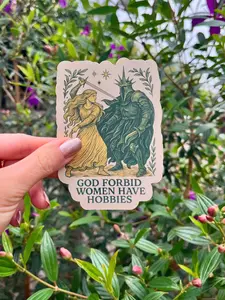 God Forbid Women Have Hobbies Sticker | Eowyn vs Witch King Vinyl Sticker | Feminist Medieval Die-Cut Sticker | Lord of the Rings Sticker Angel Glossy