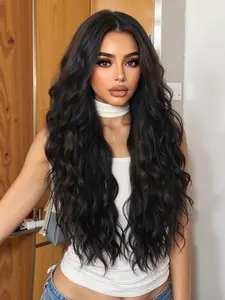 28 Inch Curly Full Head Wig, Natural Look Heat Resistant Silk Fiber, Suitable for Women, Soft & Fluffy Hair Extension, Synthetic Curly Wigs