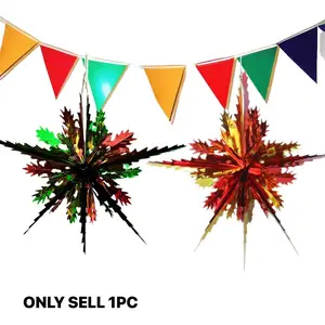 Hexagonal 3D Hanging Decoration Foil Ceiling Ornament, Festive Christmas Home Decor Party Supplies, 1pc Holiday Accessory