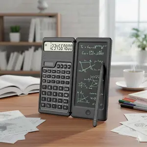 Portable Foldable Smart Scientific Calculator with Solar Power & Handwriting Pad. One-Touch Clear, High Precision for Students, Accounting, Math, Engineering, Finance. Multi-Discipline Learning Tool.