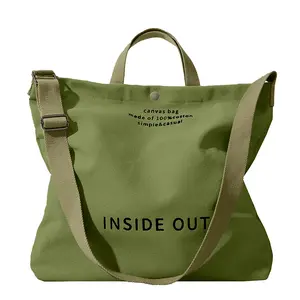 Hot INSIDE OUT Canvas Tote Bag Durable Multifunctional Shoulder Bag, Large Capacity Crossbody Bags Women, Casual Everyday Work School Travel Handbag, Cotton Canvas Bag with Adjustable Strap Simple Casual Style