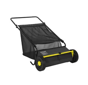 Push Lawn Sweeper 26" Manual Yard Sweeper, 7 cu.ft Leaf Collector, 4 Spinning Brushes & Adjustable Steel Frame for Lawn, Garden & Driveway, Black