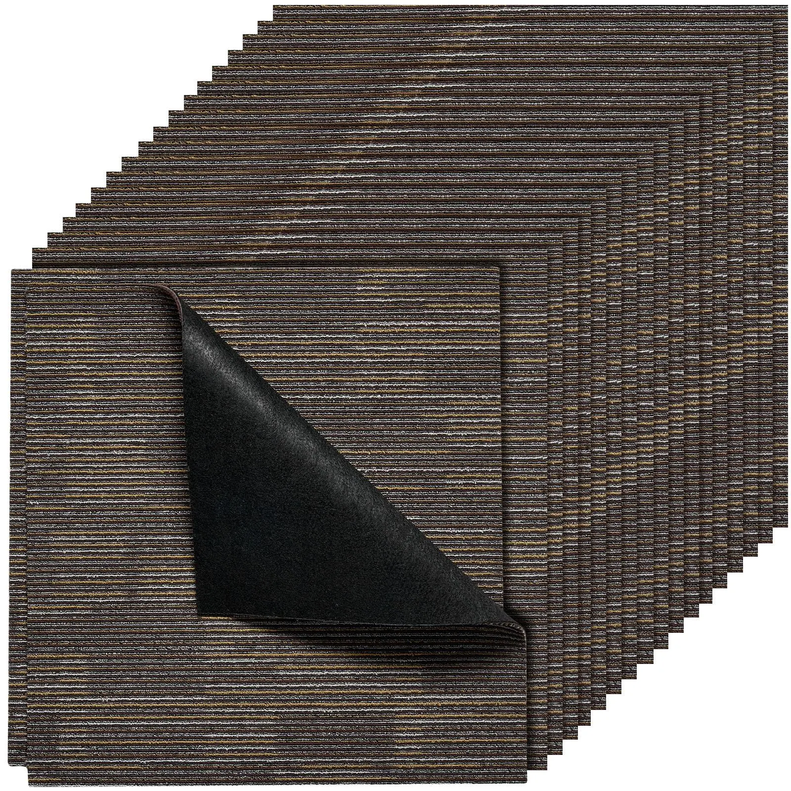 VEVOR PVC Interlocking Floor Mat - 24x24 inches PVC Backed Soft Indoor Rugs, 24pcs Easy Clean Puzzle Carpet Tiles, 96sq.ft Seamless Soft Padded Cover, DIY for Living Room Decor, Office Space, Gray & Brown#BacktoSchool