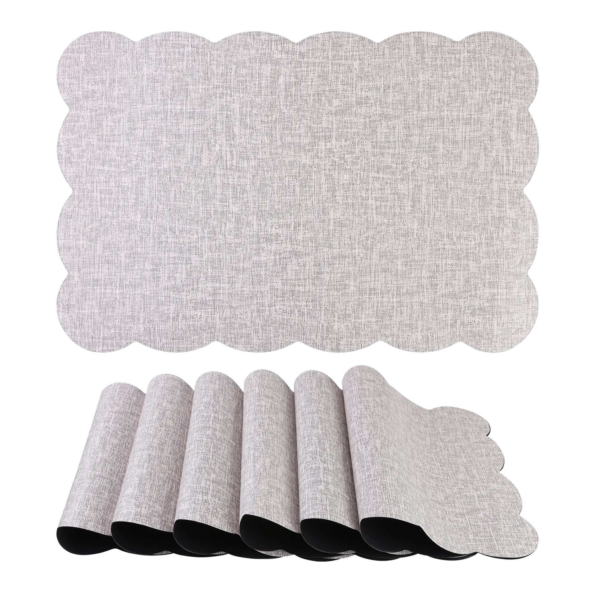 REGALWOVEN Placemats Set of 6 Ruffle Placemats for Kitchen Dining Table Decor Washable Heat Resistant Table Placemats Wipeable Table Mat 18*12in
