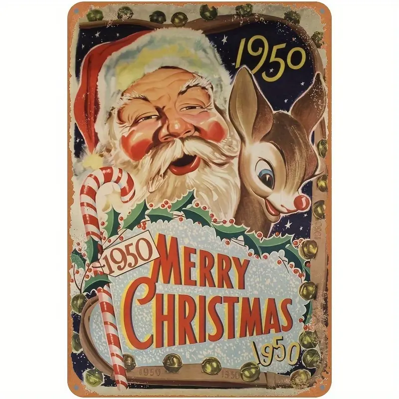1 Piece, Santa Claus Vintage Metal Sign (11.9x7.9/30cm * 20cm), Christmas Decoration, Holiday Decoration, Fun Christmas Party Decoration, Party Gifts, Room Decoration, Home Decoration, Merry Christmas, Happy New Year, Christmas Gifts