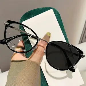 Women's Cat Eye Sunglasses Frames - UV400 Blue Light Blocking, Photochromic Rimless Butterfly Design, Non-Prescription Fashion Eyewear for Office Work & Daily Wear, Women's Sunglasses summerwins