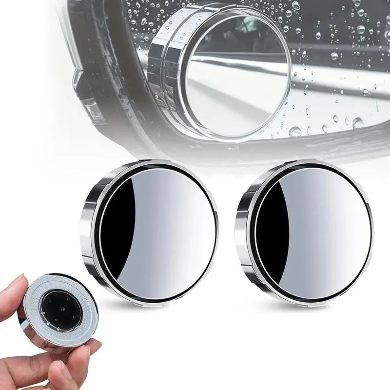 Automotive 2-Pack 2in HD Glass Framed Round Blindspot Mirrors - Angle-Adjustable, Backup Support, Wider Blind-Spot Visibility for All Drivers