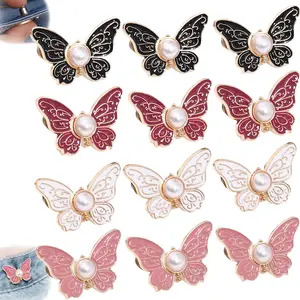 Butterfly Buckle Belt Adjuster, Reusable Waist Tightener Button, Suitable for Loose Jeans, Detachable Butterfly Pin Clip