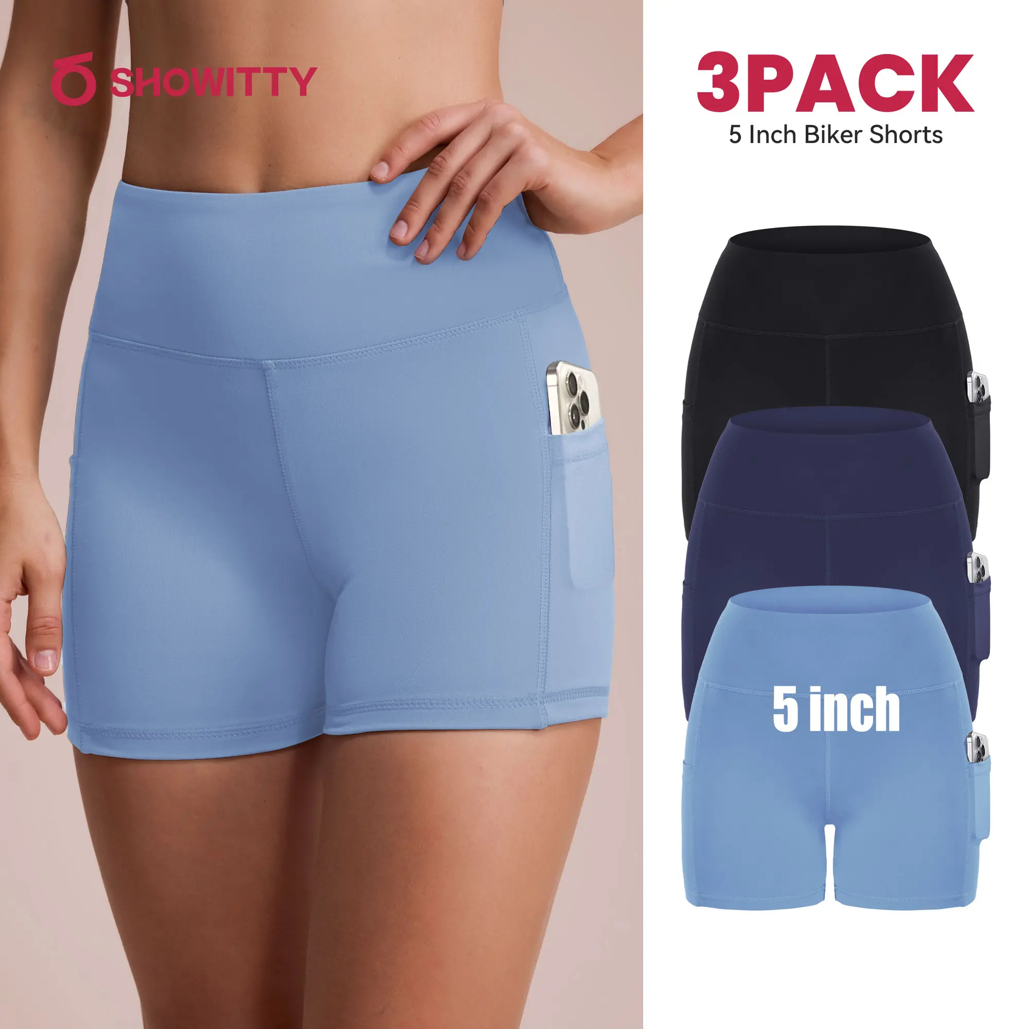 SHOWITTY Outlets Womens 3-Pack Biker Shorts High Waisted Plus Size – Soft Stretch Yoga & Workout Shorts, Everyday Essentials #tiktokshopsummersale