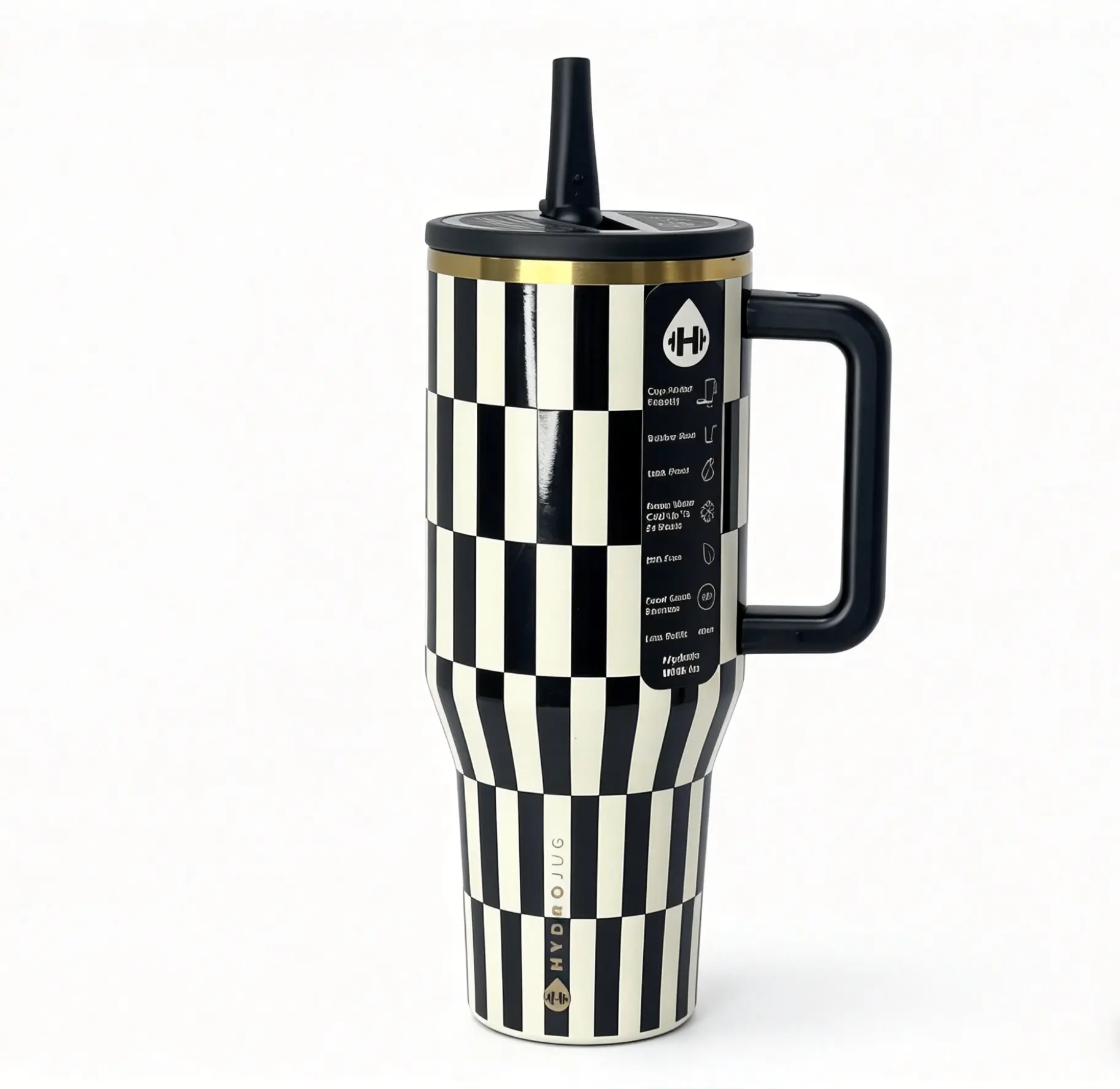 HydroJug Traveler 40oz Insulated Stainless Steel Vacuum Flask - 18/8 Food Grade, Black Bow Tie, Leak-Proof, BPA-Free, Anti-Scalding, Ergonomic Handle, Flip Straw, Cup Holder Friendly, 7-12hr Temp Retention, Modern Insulated Water Bottle for Adults, Gym, S